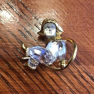 Vintage Swarovski Crystal Memories Moon Child Pin/Brooch.